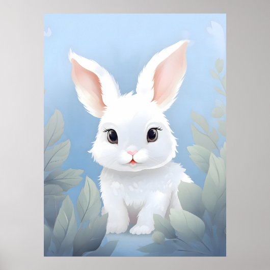 Sweet Baby Rabbit in Natuur Poster (Voorkant)
