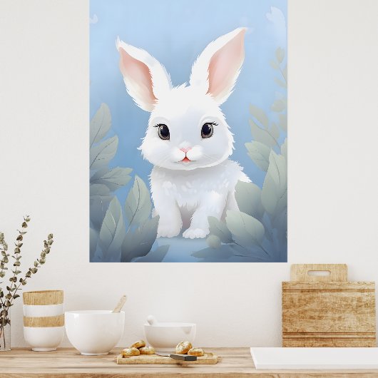 Sweet Baby Rabbit in Natuur Poster (Keuken)