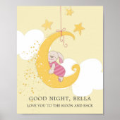 Sweet Baby Rabbit Moon Personalized Yellow Poster (Voorkant)