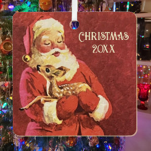 Sweet Baby Rendier Santa Photo Naam toevoegen  Metalen Ornament