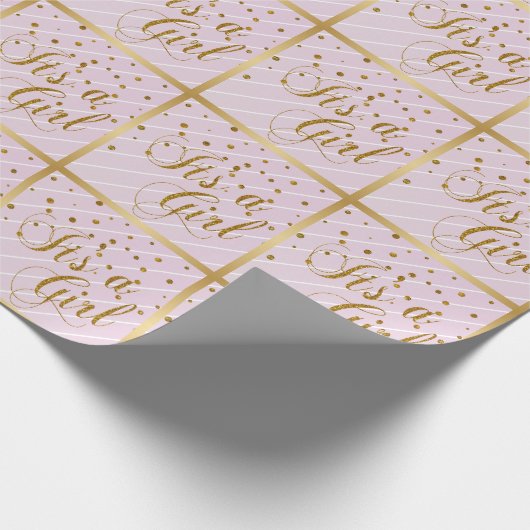 Sweet Baby Roze en goudConfetti Cadeaupapier (Hoek)