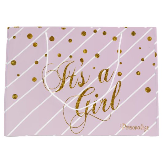 Sweet Baby Roze en goudConfetti Groot Cadeauzakje (Voorkant)