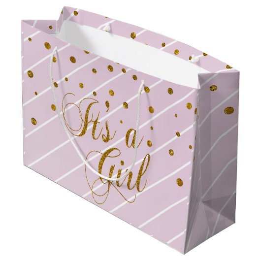 Sweet Baby Roze en goudConfetti Groot Cadeauzakje (Achterkant Gekanteld)