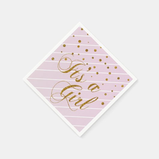 Sweet Baby Roze en goudConfetti Servetten (Hoek)