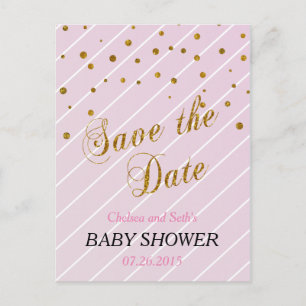 Sweet Baby Roze en goudConfetti Uitnodiging Briefkaart
