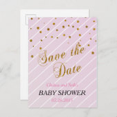 Sweet Baby Roze en goudConfetti Uitnodiging Briefkaart (Voorkant / Achterkant)