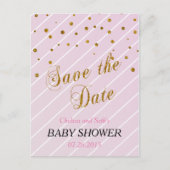 Sweet Baby Roze en goudConfetti Uitnodiging Briefkaart (Voorkant)