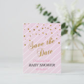 Sweet Baby Roze en goudConfetti Uitnodiging Briefkaart (Staand voorkant)