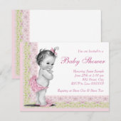Sweet Baby roze en groen Baby shower Kaart (Voorkant / Achterkant)