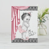 Sweet Baby Roze en Zwart Baby shower Uitnodiging (Staand voorkant)