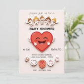 Sweet Baby shower Kaart met hart en engelen (Staand voorkant)