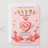 Sweet Baby shower Kaart met hart en engelen (Voorkant)