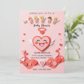 Sweet Baby shower Kaart met hart en engelen (Staand voorkant)
