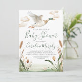 Sweet Baby shower Mallard Duck Gingham Kaart (Staand voorkant)