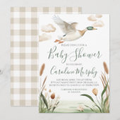 Sweet Baby shower Mallard Duck Gingham Kaart (Voorkant / Achterkant)
