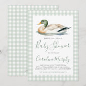 Sweet Baby shower Mallard Duck Green Gingham Kaart (Voorkant / Achterkant)