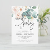 Sweet Baby shower Party Schattigee Blush Bloemen Kaart (Staand voorkant)