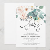 Sweet Baby shower Party Schattigee Blush Bloemen Kaart (Voorkant / Achterkant)