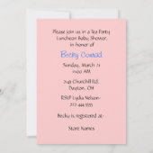 Sweet Baby shower Tea Party Invitation Kaart (Achterkant)