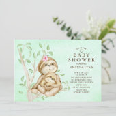 Sweet Baby Sloth Neutral Baby shower Uitnodiging (Staand voorkant)