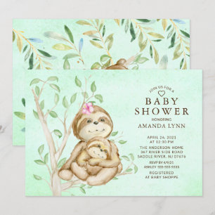 Sweet Baby Sloth Neutral Baby shower Uitnodiging