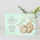 Sweet Baby Sloth Neutral Baby shower Uitnodiging (Staand voorkant)
