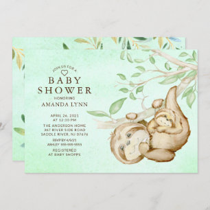 Sweet Baby Sloth Neutral Baby shower Uitnodiging