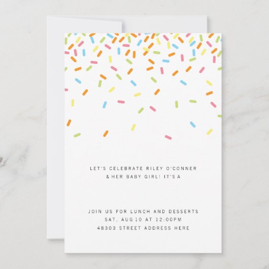 Sweet Baby Sprinkle nodigt uit Kaart (Voorkant)