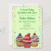 Sweet Baby Sprinkled w/ Love, Cupcake Shower Kaart (Voorkant)