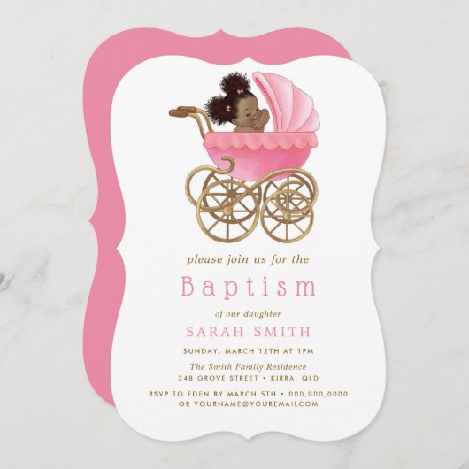 Sweet Baby Stroller Pram Baptism Christening Kaart (Voorkant / Achterkant)