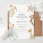 Sweet  Baby Toys Shower Invitation Kaart<br><div class="desc">Vun baby shower-uitnodiging met speelgoed van de waterverf,  inclusief geslachtsneutrale opgevulde dieren. Pas uw informatie aan of klik op "Klik om verder aan te passen" om tekenstijlen,  grootte en kleuren te bewerken.</div>