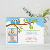 Sweet Baby Twins Owl Boy Fotoaankondiging Aankondiging (Staand voorkant)
