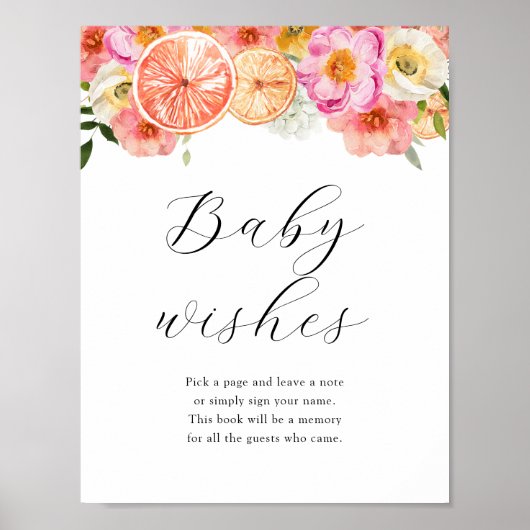 Sweet Baby wenst Baby shower Guestbook Poster (Voorkant)