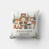 Sweet Baby Woodland Dieren Groen Goud Kwekerij Kussen (Voorkant)