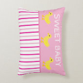Sweet Baby Yellow Ducks Pink White Stripes Accent Kussen (Voorkant(Verticaal))