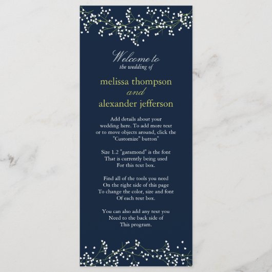 Sweet Baby's Breath bruiloft programma Programmakaart (Voorkant)