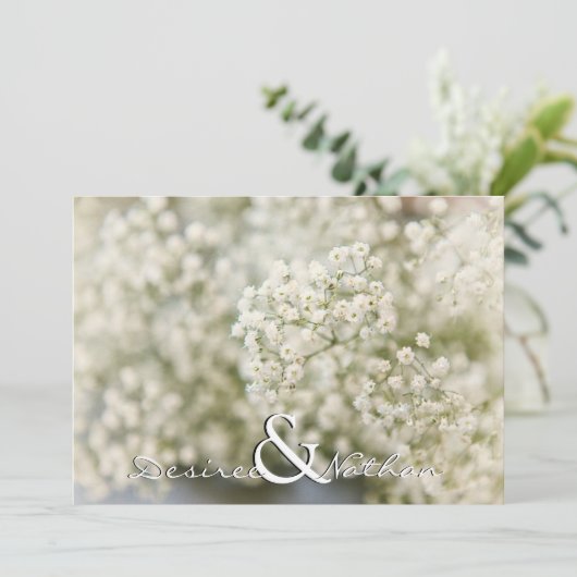 Sweet Baby's Breath Wedding Invitation Kaart (Staand voorkant)