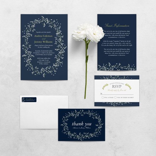 Sweet Baby's Breath Wedding Invite Kaart