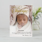 Sweet Baby's eerste kerstfotoscript Folie Feestdagenkaart (Staand Voorkant)