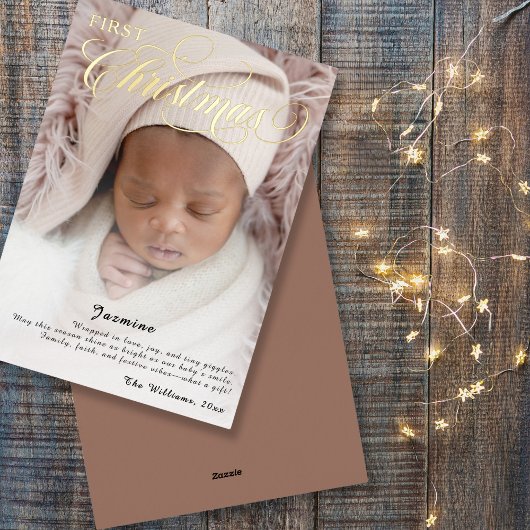 Sweet Baby's eerste kerstfotoscript Folie Feestdagenkaart