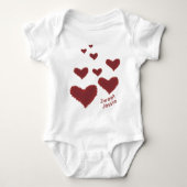 Sweet Baby's naam Kutterrood hart Ik hou van je Romper (Voorkant)