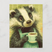 Sweet Badger met een kopje koffie Briefkaart (Voorkant)