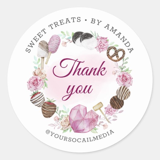Sweet Bakery Bedankt Ronde Sticker (Voorkant)