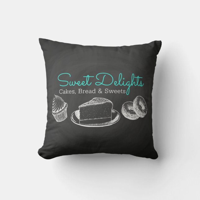 Sweet Bakery Chalkboard Business Kussen (Voorkant)