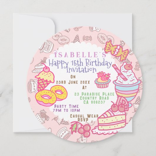 Sweet Bakery en Drinken Peach Feestdagenkaart (Voorkant)