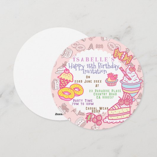 Sweet Bakery en Drinken Peach Feestdagenkaart (Voorkant / Achterkant)