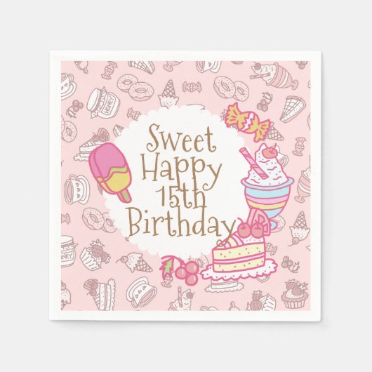 Sweet Bakery en Drinken Peach Servet (Voorkant)