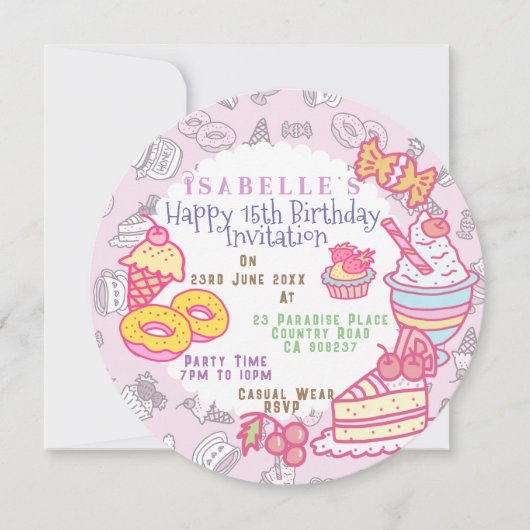 Sweet Bakery en Drinken Pink Holiday Kaart (Voorkant)