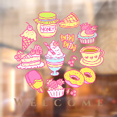 Sweet Bakery en Drinken Welkom Venster Cling Raamsticker (Vel 2)
