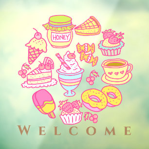 Sweet Bakery en Drinken Welkom Venster Cling Raamsticker
